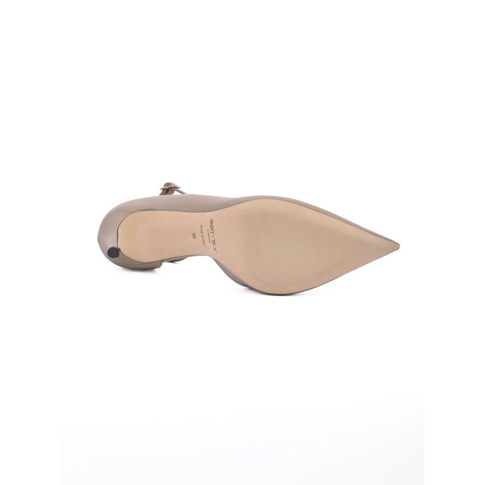 Jimmy Choo Taupe Grey Calf Leather Leona 85 Women's Pumps - Picture 4 of 4